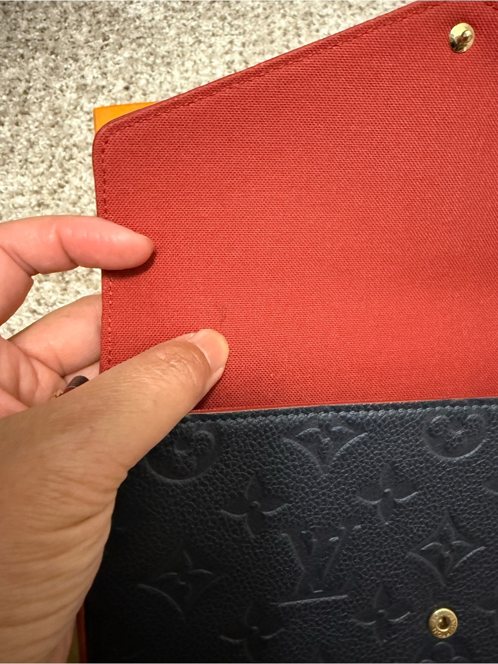Louis Vuitton Felicie Pochette in (Marine Rouge) Monogram Empreinte leather. - Picture 14 of 16